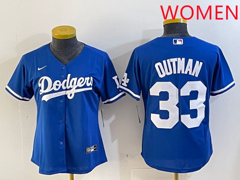 Women Los Angeles Dodgers 33 Outman Blue Game 2025 Nike MLB Jersey style 1